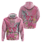 Australia Pink Galah Zip Hoodie Rose-breasted Cockatoo Waratah Indigenous Art - Aussie Hoodie
