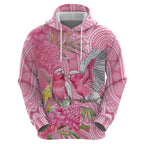 Australia Pink Galah Zip Hoodie Rose-breasted Cockatoo Waratah Indigenous Art - Aussie Hoodie