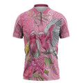 Australia Pink Galah Zipper Polo Shirt Rose-breasted Cockatoo Waratah Indigenous Art - Aussie Hoodie