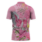 Australia Pink Galah Zipper Polo Shirt Rose-breasted Cockatoo Waratah Indigenous Art - Aussie Hoodie