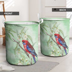 Australia Crimson Rosella Laundry Basket Platycercus Elegans Eucalyptus Alba Watercolor - Aussie Hoodie