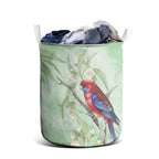 Australia Crimson Rosella Laundry Basket Platycercus Elegans Eucalyptus Alba Watercolor - Aussie Hoodie