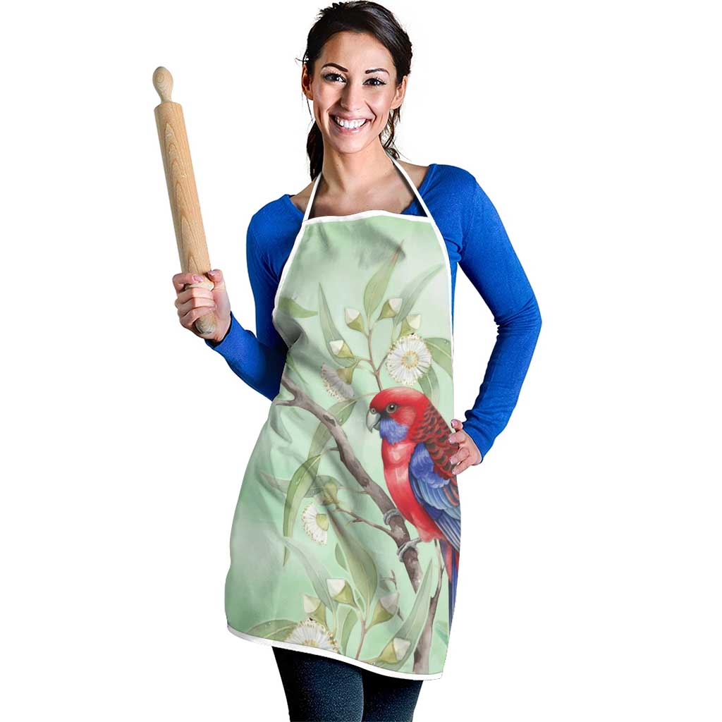 Australia Crimson Rosella Apron Platycercus Elegans Eucalyptus Alba Watercolor - Aussie Hoodie