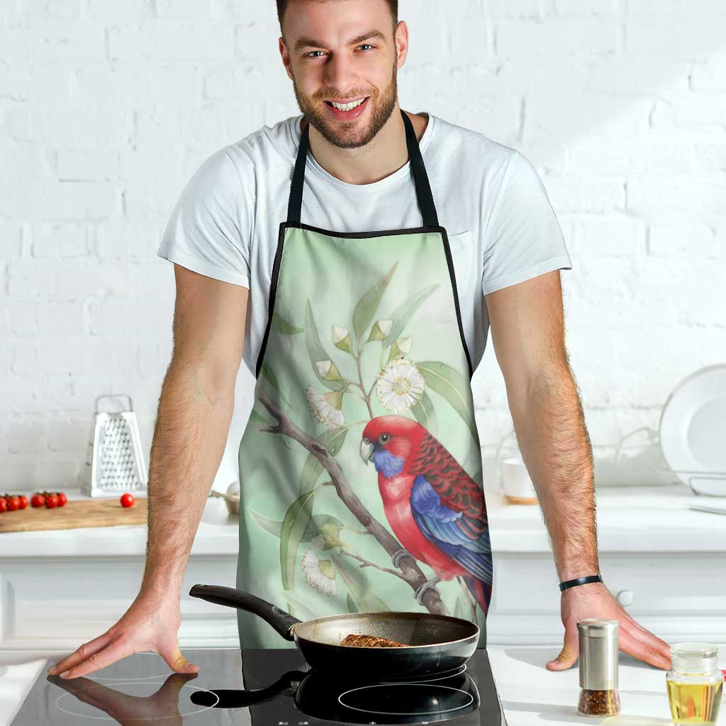 Australia Crimson Rosella Apron Platycercus Elegans Eucalyptus Alba Watercolor - Aussie Hoodie