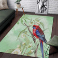 Australia Crimson Rosella Area Rug Platycercus Elegans Eucalyptus Alba Watercolor - Aussie Hoodie