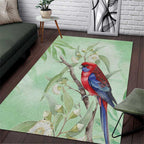 Australia Crimson Rosella Area Rug Platycercus Elegans Eucalyptus Alba Watercolor - Aussie Hoodie