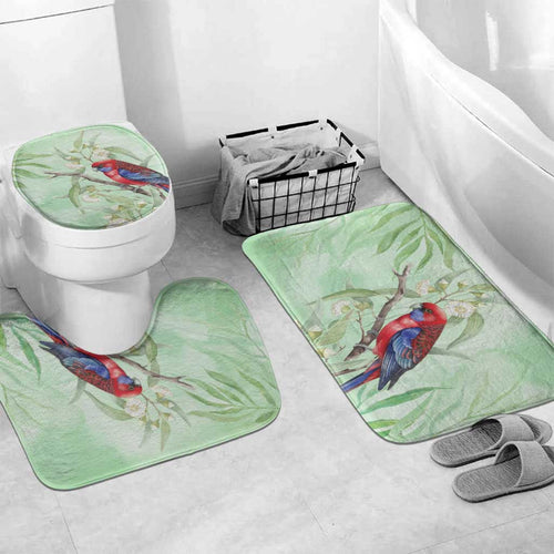 Australia Crimson Rosella Bathroom Set Platycercus Elegans Eucalyptus Alba Watercolor - Aussie Hoodie