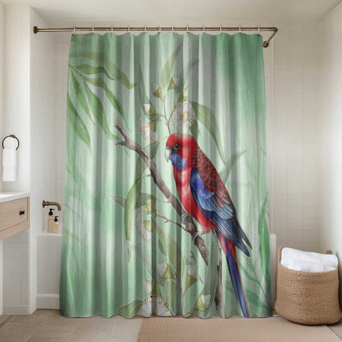 Australia Crimson Rosella Bathroom Set Platycercus Elegans Eucalyptus Alba Watercolor - Aussie Hoodie