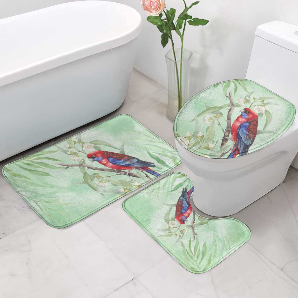 Australia Crimson Rosella Bathroom Set Platycercus Elegans Eucalyptus Alba Watercolor - Aussie Hoodie