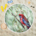 Australia Crimson Rosella Beach Blanket Platycercus Elegans Eucalyptus Alba Watercolor - Aussie Hoodie
