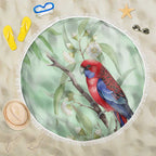 Australia Crimson Rosella Beach Blanket Platycercus Elegans Eucalyptus Alba Watercolor - Aussie Hoodie