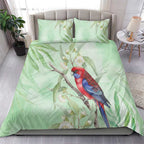 Australia Crimson Rosella Bedding Set Platycercus Elegans Eucalyptus Alba Watercolor - Aussie Hoodie