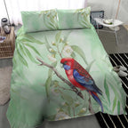 Australia Crimson Rosella Bedding Set Platycercus Elegans Eucalyptus Alba Watercolor - Aussie Hoodie