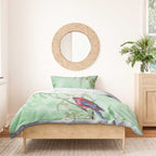Australia Crimson Rosella Bedding Set Platycercus Elegans Eucalyptus Alba Watercolor - Aussie Hoodie