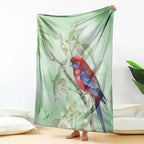 Australia Crimson Rosella Blanket Platycercus Elegans Eucalyptus Alba Watercolor - Aussie Hoodie