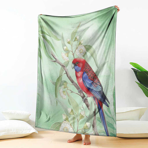 Australia Crimson Rosella Blanket Platycercus Elegans Eucalyptus Alba Watercolor - Aussie Hoodie