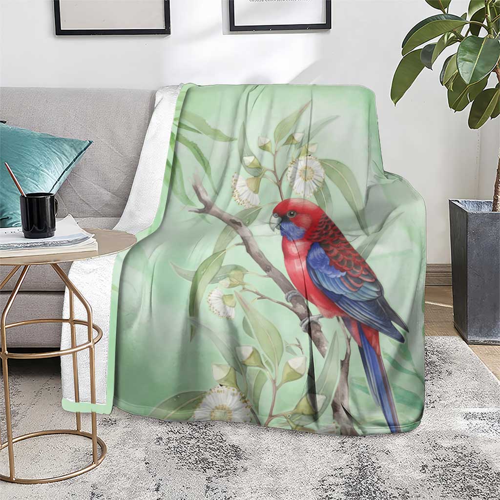 Australia Crimson Rosella Blanket Platycercus Elegans Eucalyptus Alba Watercolor - Aussie Hoodie