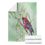 Australia Crimson Rosella Blanket Platycercus Elegans Eucalyptus Alba Watercolor - Aussie Hoodie