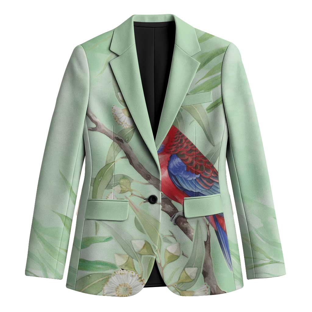 Australia Crimson Rosella Blazer Platycercus Elegans Eucalyptus Alba Watercolor - Aussie Hoodie