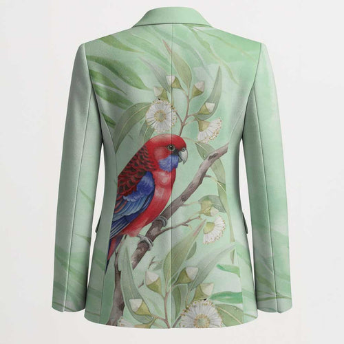Australia Crimson Rosella Blazer Platycercus Elegans Eucalyptus Alba Watercolor - Aussie Hoodie