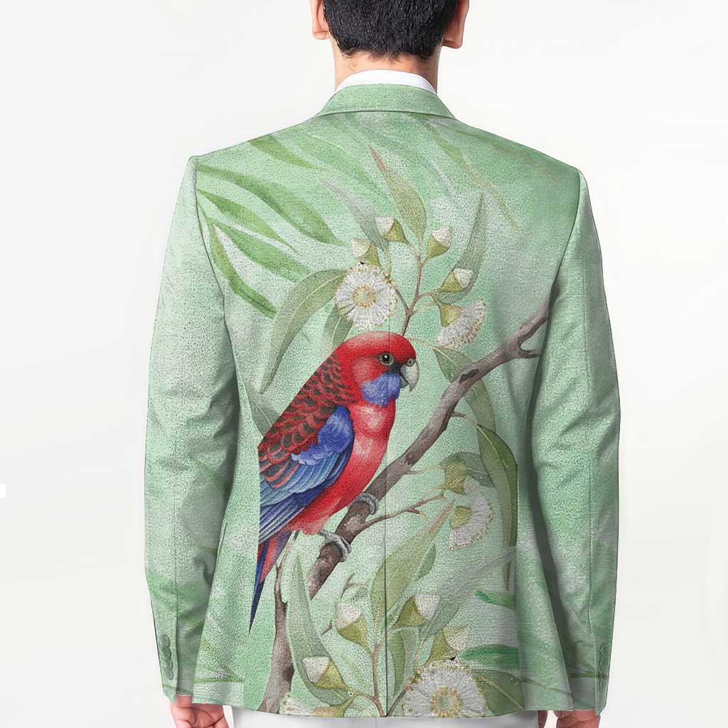 Australia Crimson Rosella Blazer Platycercus Elegans Eucalyptus Alba Watercolor - Aussie Hoodie
