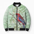 Australia Crimson Rosella Bomber Puffer Jacket Platycercus Elegans Eucalyptus Alba Watercolor - Aussie Hoodie