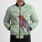 Australia Crimson Rosella Bomber Puffer Jacket Platycercus Elegans Eucalyptus Alba Watercolor - Aussie Hoodie