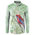 Australia Crimson Rosella Button Sweatshirt Platycercus Elegans Eucalyptus Alba Watercolor - Aussie Hoodie