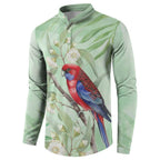 Australia Crimson Rosella Button Sweatshirt Platycercus Elegans Eucalyptus Alba Watercolor - Aussie Hoodie