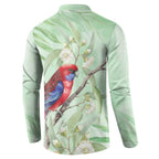 Australia Crimson Rosella Button Sweatshirt Platycercus Elegans Eucalyptus Alba Watercolor - Aussie Hoodie