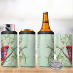 Australia Crimson Rosella 4 in 1 Can Cooler Tumbler Platycercus Elegans Eucalyptus Alba Watercolor - Aussie Hoodie