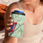 Australia Crimson Rosella 4 in 1 Can Cooler Tumbler Platycercus Elegans Eucalyptus Alba Watercolor - Aussie Hoodie