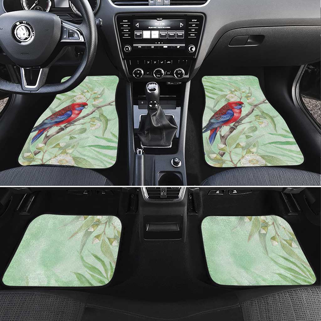 Australia Crimson Rosella Car Mats Platycercus Elegans Eucalyptus Alba Watercolor - Aussie Hoodie