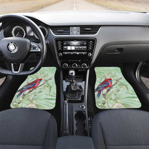 Australia Crimson Rosella Car Mats Platycercus Elegans Eucalyptus Alba Watercolor - Aussie Hoodie