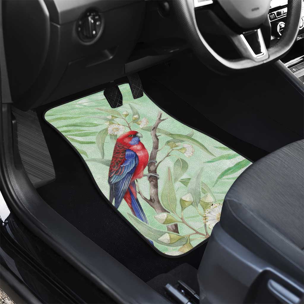 Australia Crimson Rosella Car Mats Platycercus Elegans Eucalyptus Alba Watercolor - Aussie Hoodie