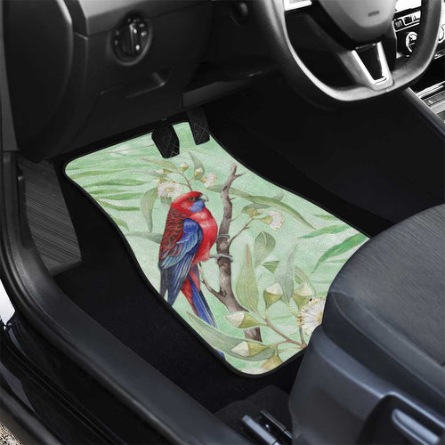 Australia Crimson Rosella Car Mats Platycercus Elegans Eucalyptus Alba Watercolor - Aussie Hoodie