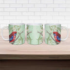 Australia Crimson Rosella Ceramic Mug Platycercus Elegans Eucalyptus Alba Watercolor - Aussie Hoodie