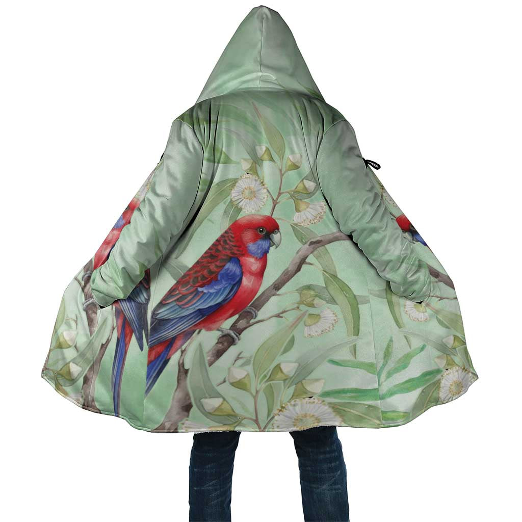 Australia Crimson Rosella Cloak Platycercus Elegans Eucalyptus Alba Watercolor - Aussie Hoodie