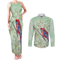 Australia Crimson Rosella Couples Matching Tank Maxi Dress and Long Sleeve Button Shirt Platycercus Elegans Eucalyptus Alba Watercolor - Aussie Hoodie