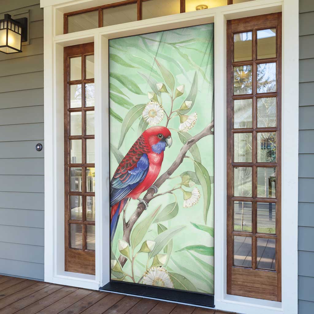 Australia Crimson Rosella Door Cover Platycercus Elegans Eucalyptus Alba Watercolor - Aussie Hoodie