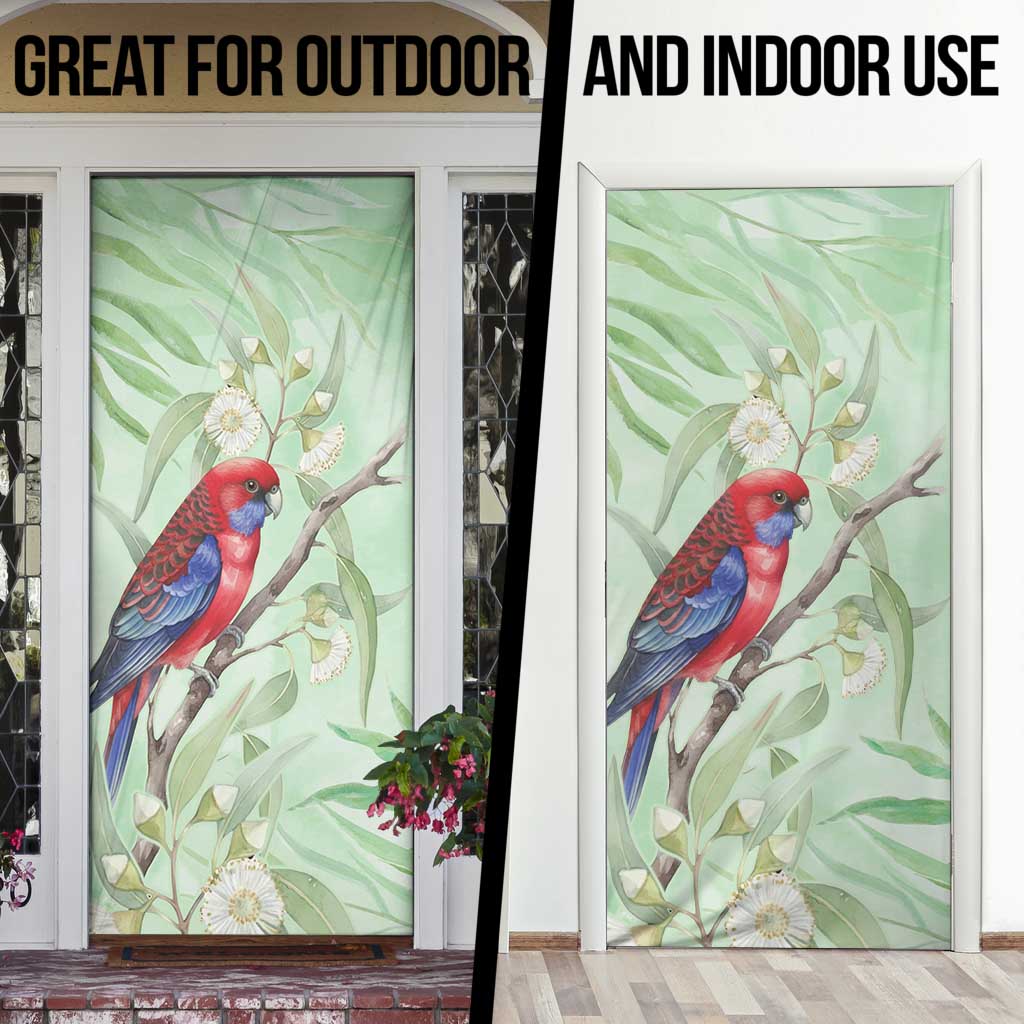 Australia Crimson Rosella Door Cover Platycercus Elegans Eucalyptus Alba Watercolor - Aussie Hoodie