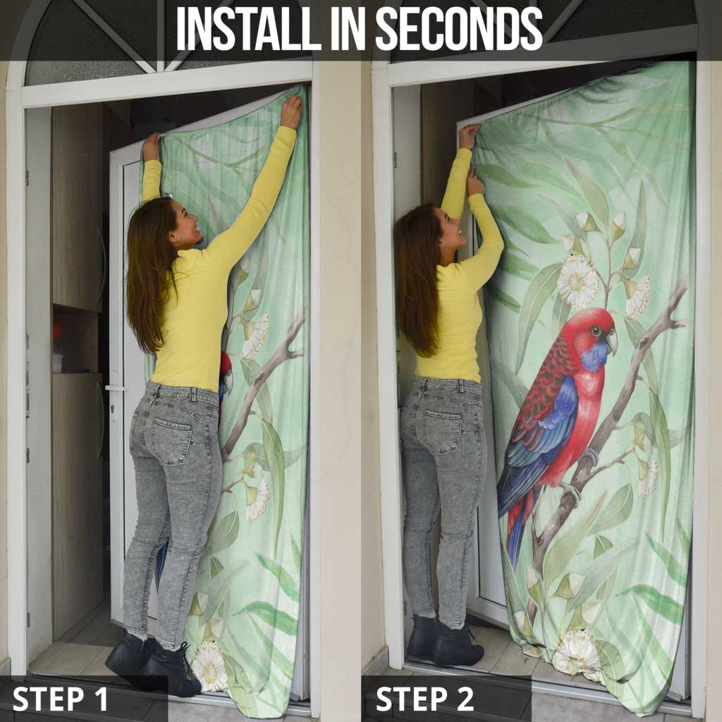 Australia Crimson Rosella Door Cover Platycercus Elegans Eucalyptus Alba Watercolor - Aussie Hoodie