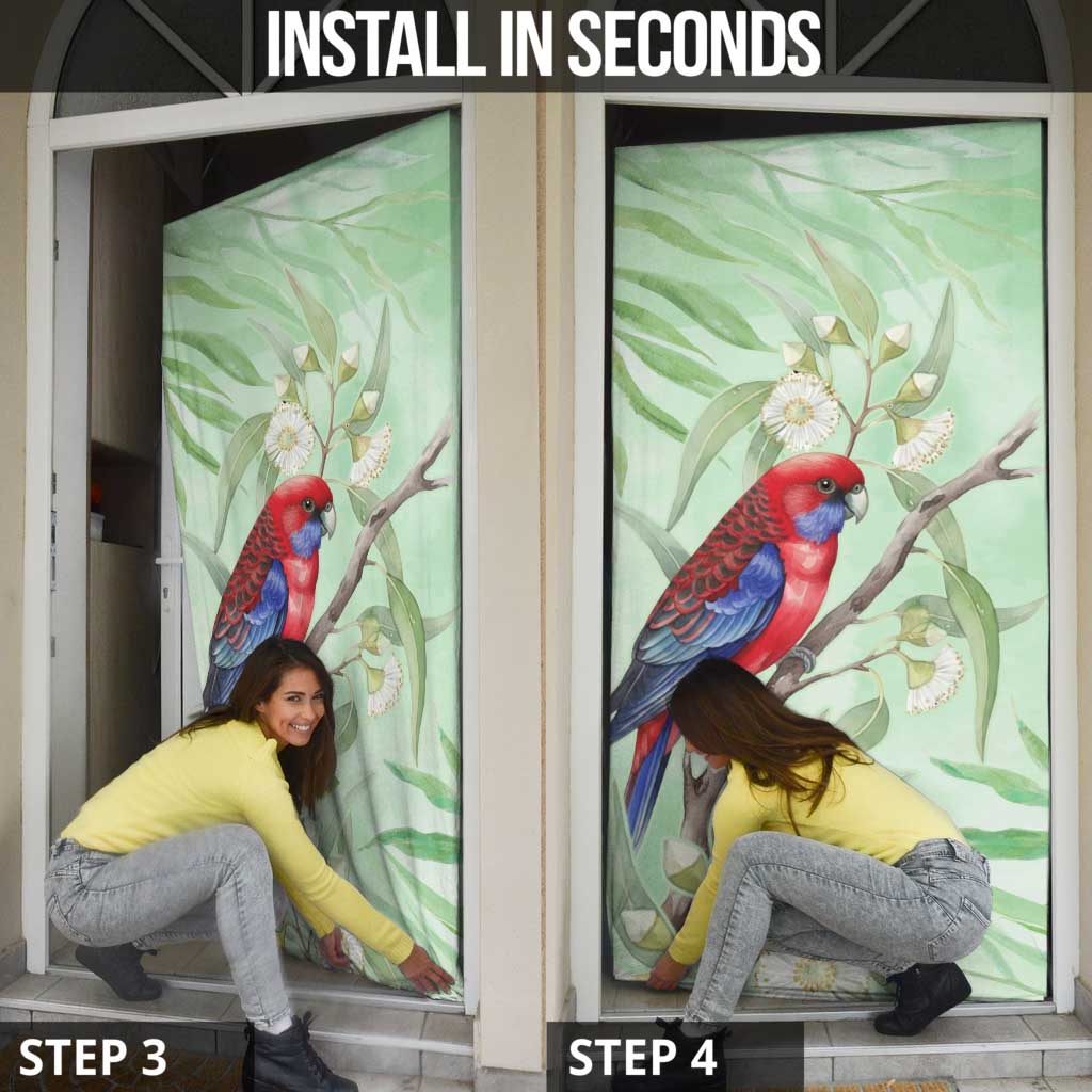 Australia Crimson Rosella Door Cover Platycercus Elegans Eucalyptus Alba Watercolor - Aussie Hoodie