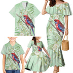 Australia Crimson Rosella Family Matching Mermaid Dress and Hawaiian Shirt Platycercus Elegans Eucalyptus Alba Watercolor - Aussie Hoodie