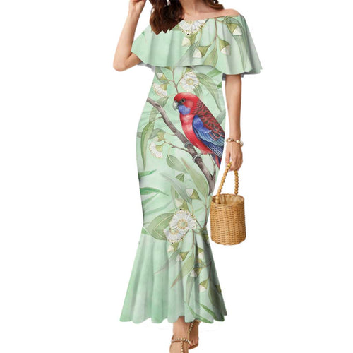 Australia Crimson Rosella Family Matching Mermaid Dress and Hawaiian Shirt Platycercus Elegans Eucalyptus Alba Watercolor - Aussie Hoodie