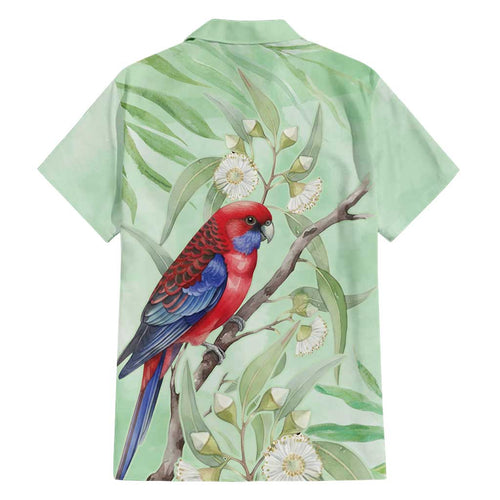 Australia Crimson Rosella Family Matching Off The Shoulder Long Sleeve Dress and Hawaiian Shirt Platycercus Elegans Eucalyptus Alba Watercolor - Aussie Hoodie