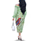 Australia Crimson Rosella Family Matching Off The Shoulder Long Sleeve Dress and Hawaiian Shirt Platycercus Elegans Eucalyptus Alba Watercolor - Aussie Hoodie