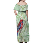 Australia Crimson Rosella Family Matching Off Shoulder Maxi Dress and Hawaiian Shirt Platycercus Elegans Eucalyptus Alba Watercolor - Aussie Hoodie