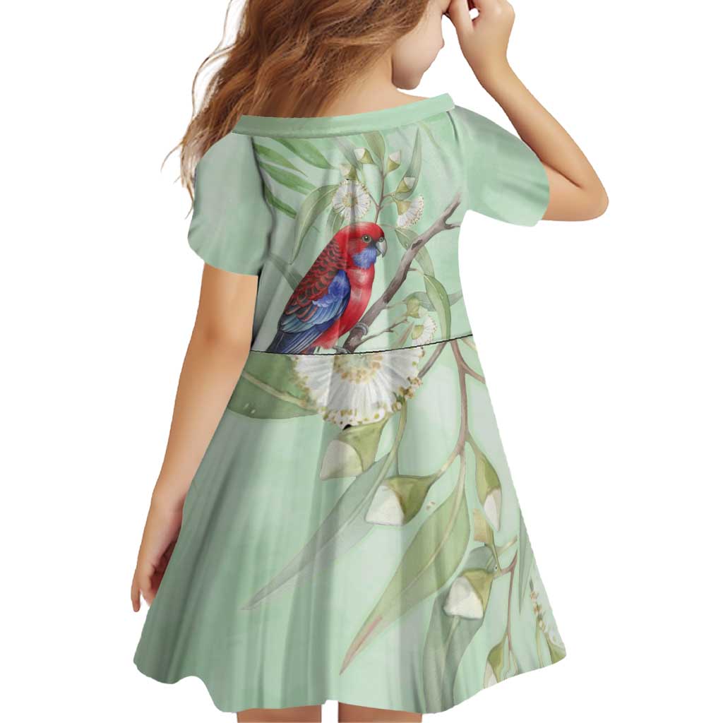 Australia Crimson Rosella Family Matching Off Shoulder Short Dress and Hawaiian Shirt Platycercus Elegans Eucalyptus Alba Watercolor - Aussie Hoodie