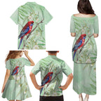 Australia Crimson Rosella Family Matching Puletasi and Hawaiian Shirt Platycercus Elegans Eucalyptus Alba Watercolor - Aussie Hoodie